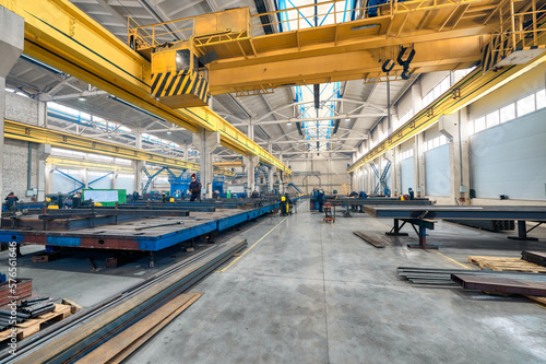 Department of long steel frames assembling in plant shop