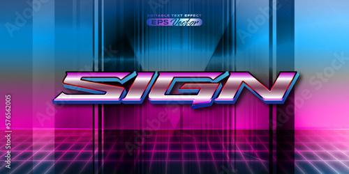 Retro editable text effect style sign futuristic 80s vibrant theme with experimental background, ideal for poster, flyer, social media post with give them the rad 1980s touch