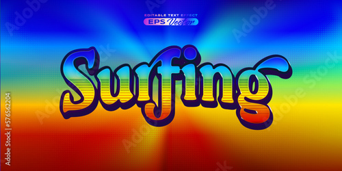 Retro editable text effect style surfing futuristic 80s vibrant theme with experimental background, ideal for poster, flyer, social media post with give them the rad 1980s touch