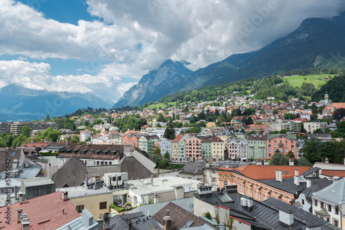 Aerial view of Innsbruck, Austria, from the City Tower