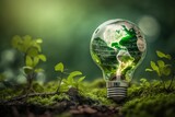 light bulb on green background, bulb, light, energy, green, lamp, earth, eco, environment, electricity, ecology, idea, innovation, GENERATIVE AI