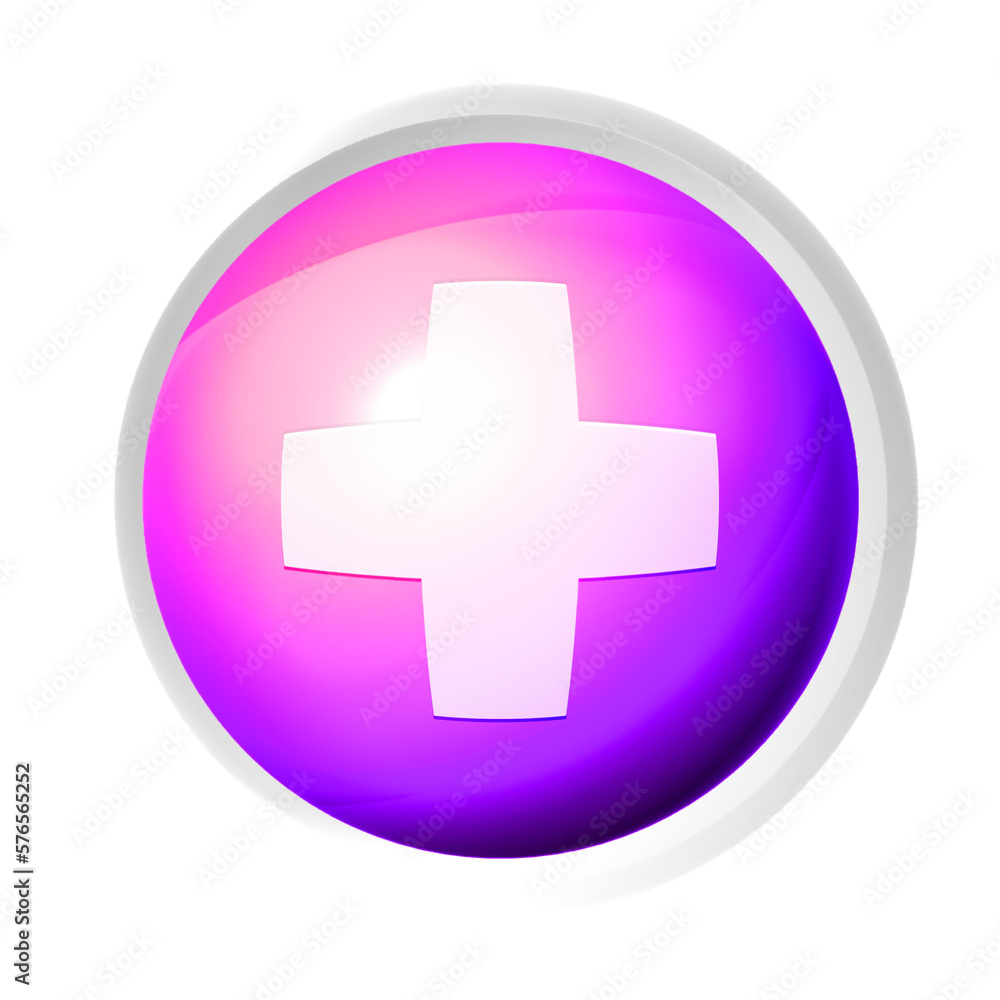 Obraz premium Plus or medical symbol colorful game button