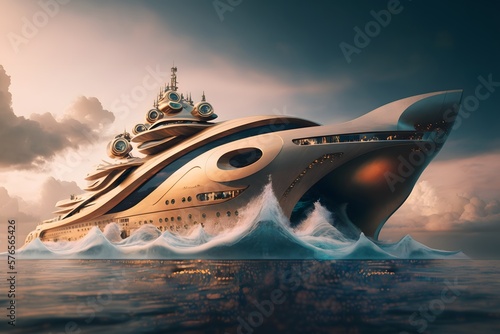 futuristic yacht created using AI Generative Technology