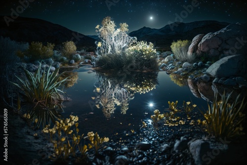 Landscape in Nature at night. Generative ai. © Charlotte