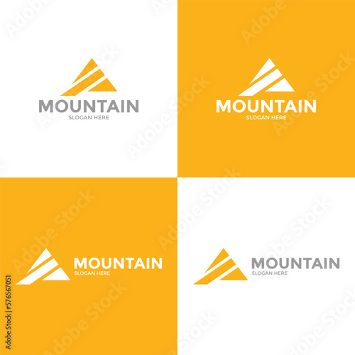 set of creative minimal mountain logo design template