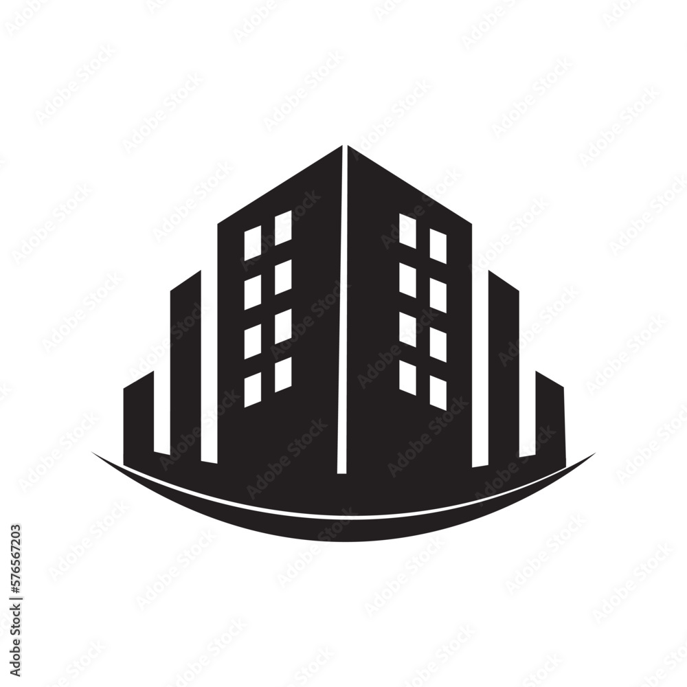 high rise building logo icon silhouette. skyscrapers house drawing