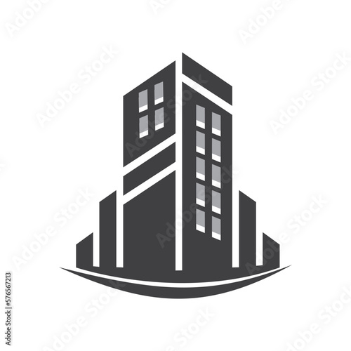 high rise building logo icon silhouette. skyscrapers house drawing. modern architecture construction design art symbol illustration concept