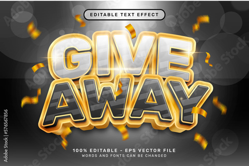 give away 3d text effect and editable text effect with ribbon illustration