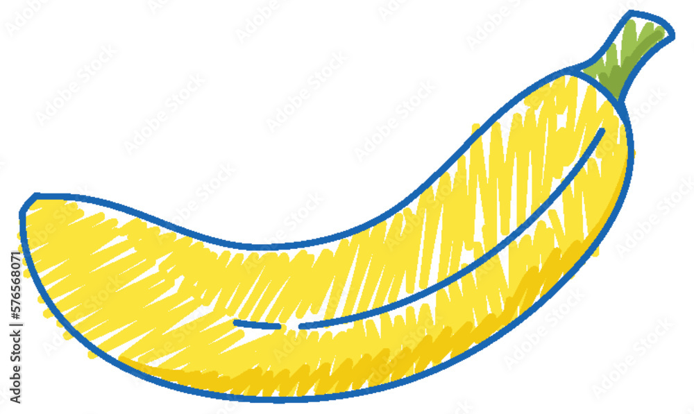 Banana in pencil colour sketch simple style Banana in pencil colour sketch simple style