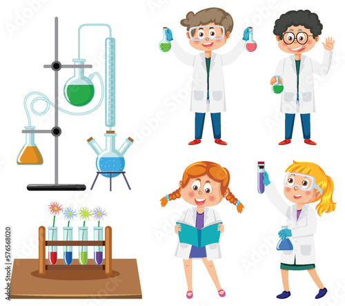 Scientist and student doing chemistry experiment
