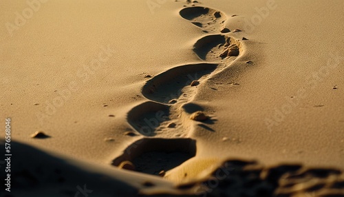 Empreintes de pas dans le sable sur la plage.