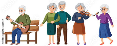 Set of old people characters
