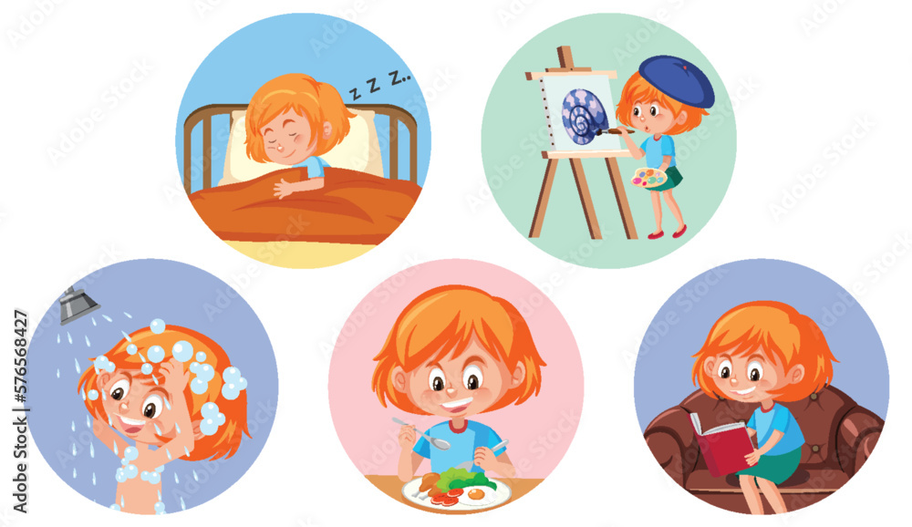 A girl with daily routine A girl with daily routine