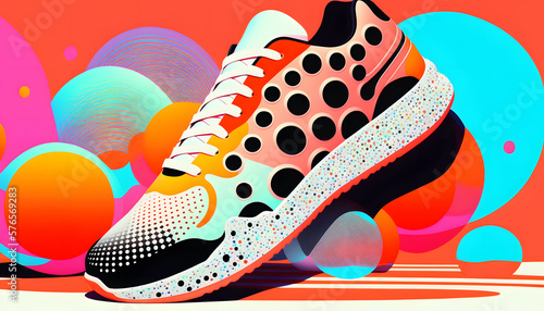 illustration of a colorful sneaker, concept of running sport photo
