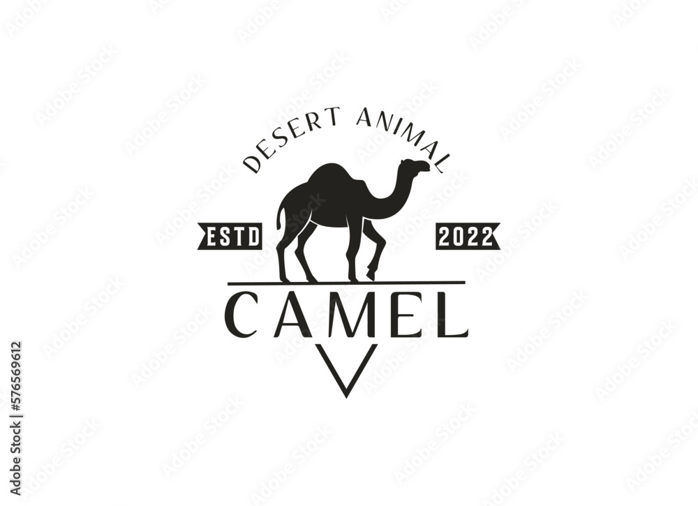 Arabian Camel Logo with badge and emblem design. Camel vector logo
