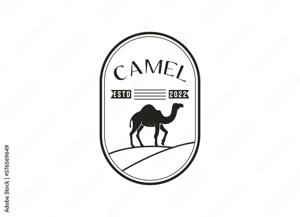 Obraz premium Arabian Camel Logo with badge and emblem design. Camel vector logo