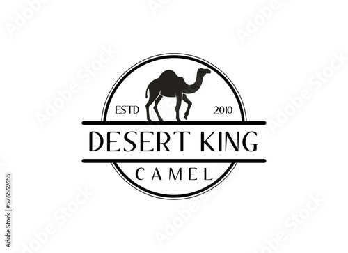 Arabian Camel Logo with badge and emblem design. Camel vector logo