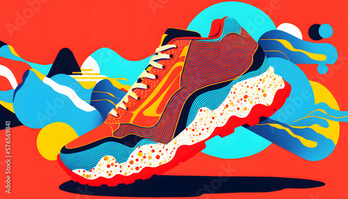 illustration of a colorful sneaker, concept of running sport