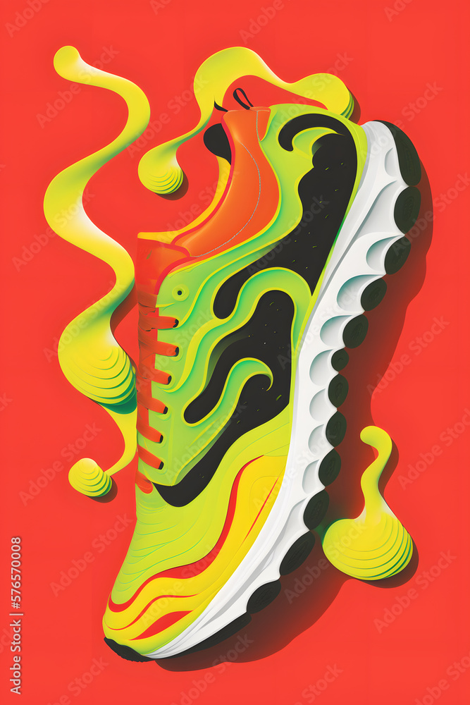 illustration of a colorful sneaker, concept of running sport illustration of a colorful sneaker, concept of running sport