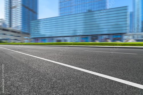 Wallpaper Mural empty road with modern buildings on background, shanghai, china.. Torontodigital.ca