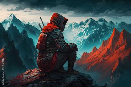 ninja mountain created using AI Generative Technology