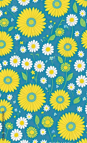 seamless pattern with camomiles