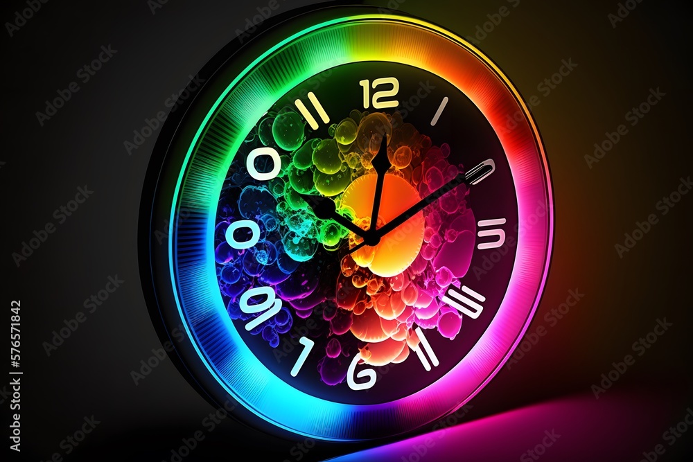 colorful clock created using AI Generative Technology