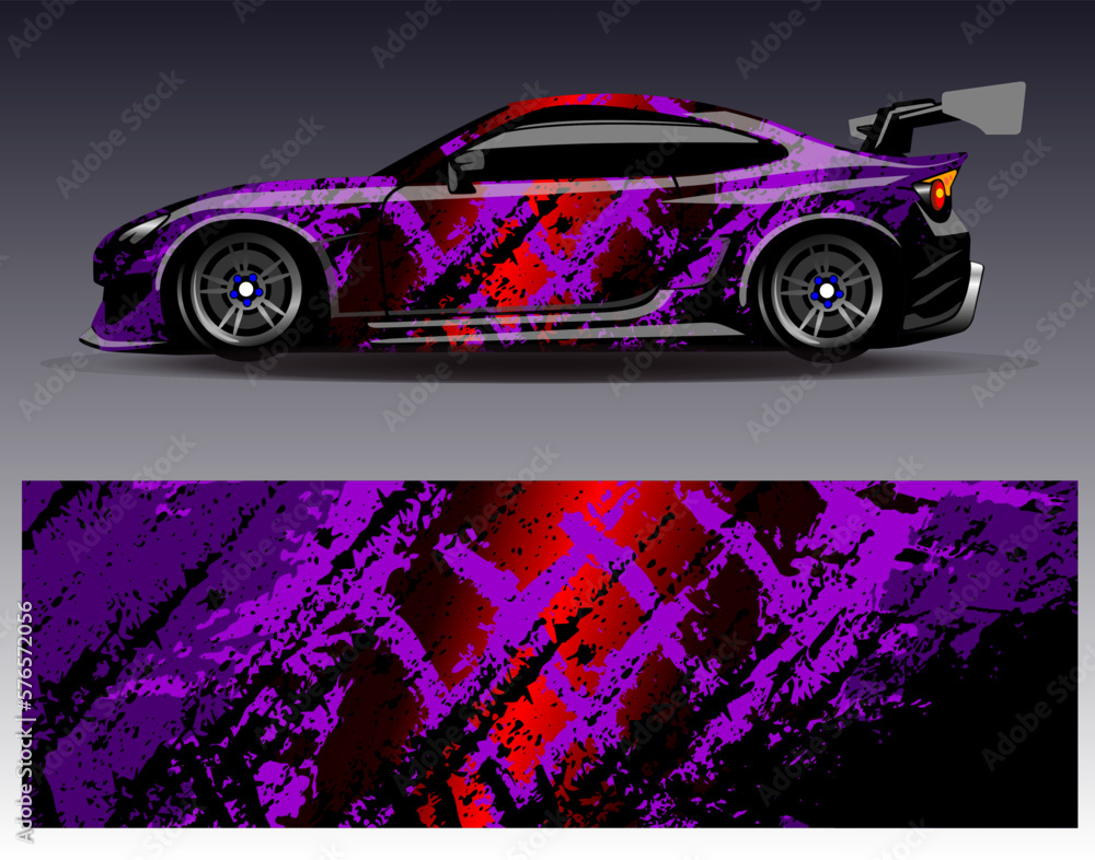 Car wrap design vector. Graphic abstract stripe racing background kit designs for wrap vehicle race car rally adventure and livery Car wrap design vector. Graphic abstract stripe racing background kit designs for wrap vehicle race car rally adventure and livery