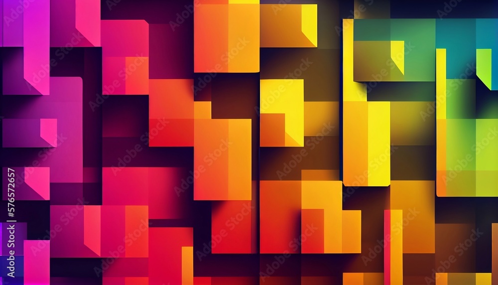 a repeating pattern of overlapping rectangles in various shades of bright colors. The rectangles are arranged in a random order, creating a playful and dynamic effect. a repeating pattern of overlapping rectangles in various shades of bright colors. The rectangles are arranged in a random order, creating a playful and dynamic effect.