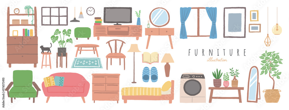 家具 インテリアのイラスト バナー 家具 インテリアのイラスト バナー