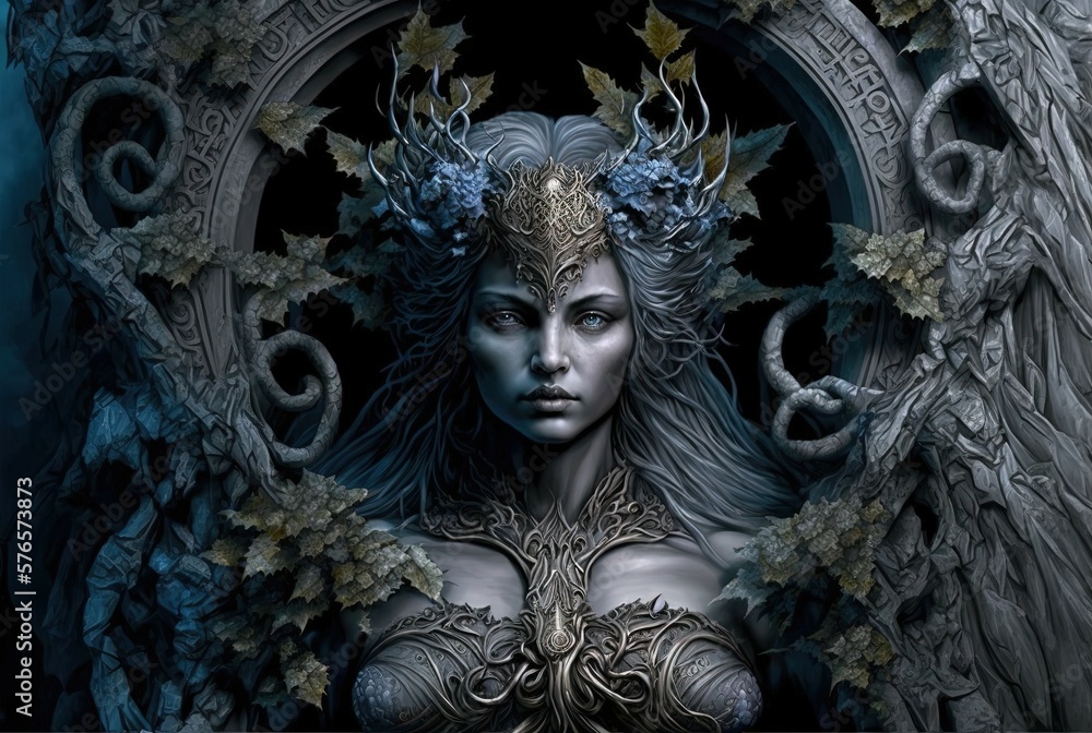 Fototapeta premium Goddess of Thorns. Generative AI, non-existent person. 