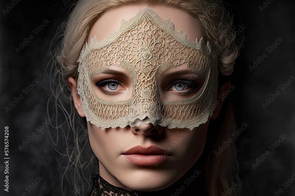 Lady with Carnival Mask. Generative AI, non-existent person. Lady with Carnival Mask. Generative AI, non-existent person.