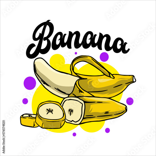 Banana Logo Vector Illustration, icon, background for poster design on white background