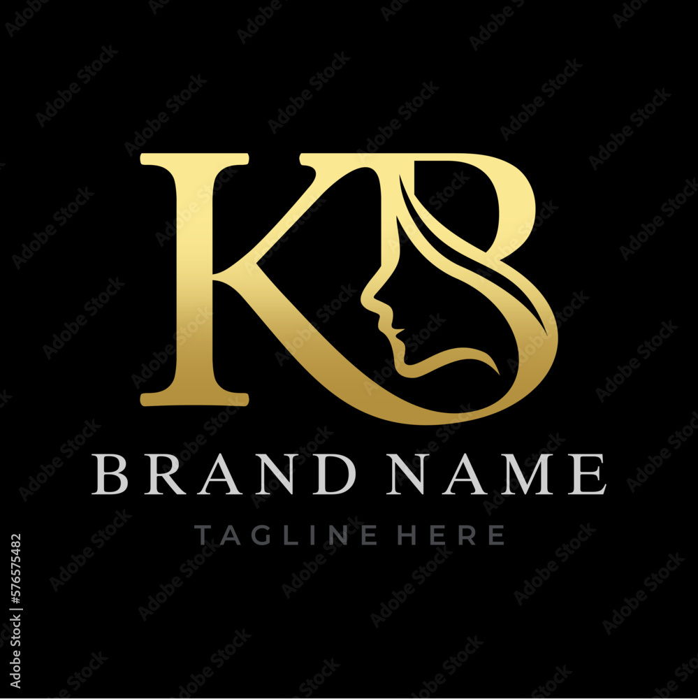 Letter KB Beauty Face Initial Logo Design Letter KB Beauty Face Initial Logo Design
