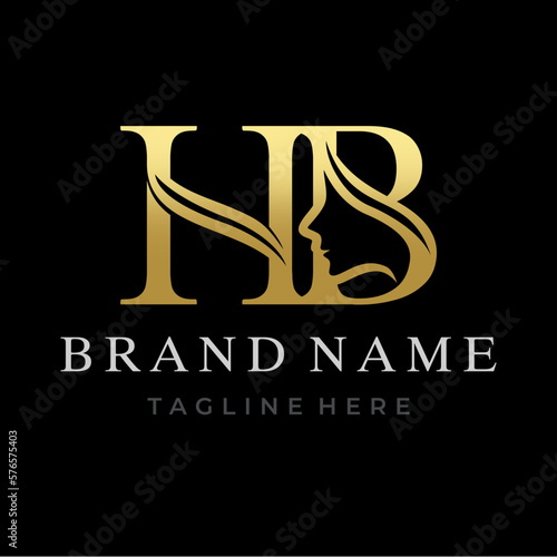 Letter HB Beauty Face Initial Logo Design