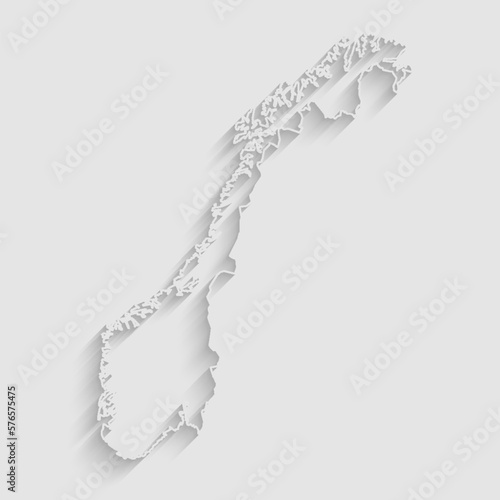 Vector map Norway, abstract inner shadow