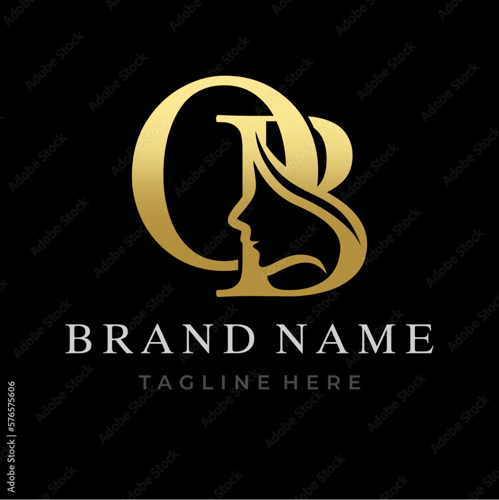 Letter OB Beauty Face Initial Logo Design Letter OB Beauty Face Initial Logo Design