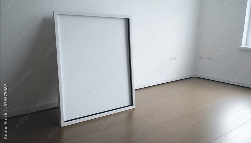 Mockup Art Frame on the floor. Empty room. Generative AI Mockup Art Frame on the floor. Empty room. Generative AI