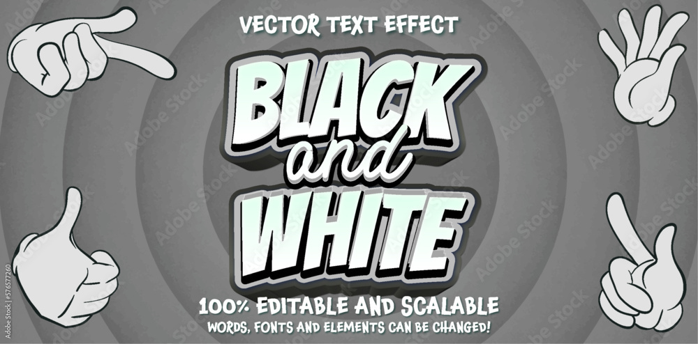 Editable text style effect - Black and White comic text style theme ...