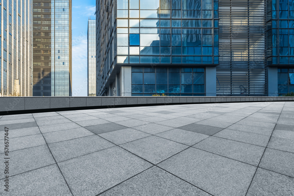 Fototapeta premium Empty floor with modern business office building.