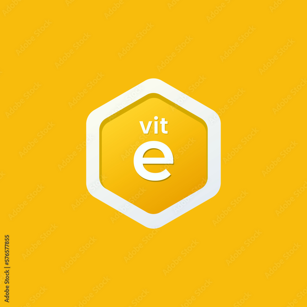 Vitamin E label vector or vitamin E icon vector isolated on green background. Simple Vitamin E label vector for product packaging design. Best Vitamin E vector supplement packaging. Vitamin E label vector or vitamin E icon vector isolated on green background. Simple Vitamin E label vector for product packaging design. Best Vitamin E vector supplement packaging.