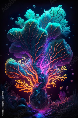  Illustration sous-marine de coraux et poissons, IA générative, Générative et IA © Haldor