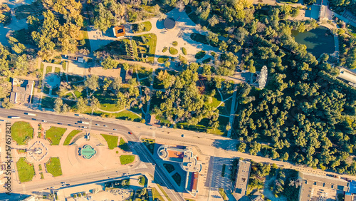 Lipetsk, Russia. Peter the Great Square. History Center, Aerial View, HEAD OVER SHOT