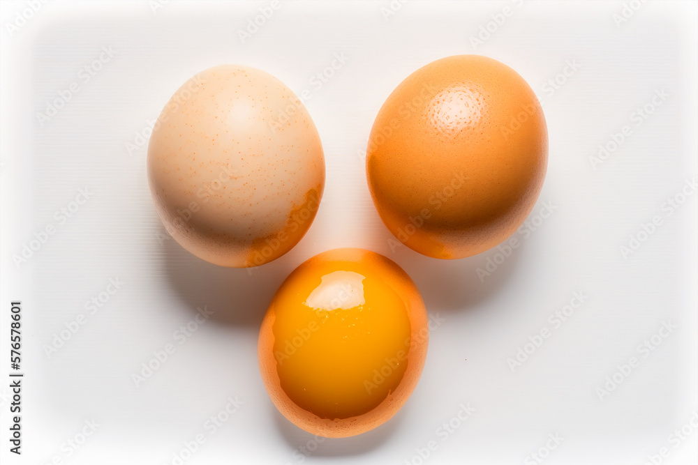 Top view fresh egg ready to cooked. Generative AI Top view fresh egg ready to cooked. Generative AI