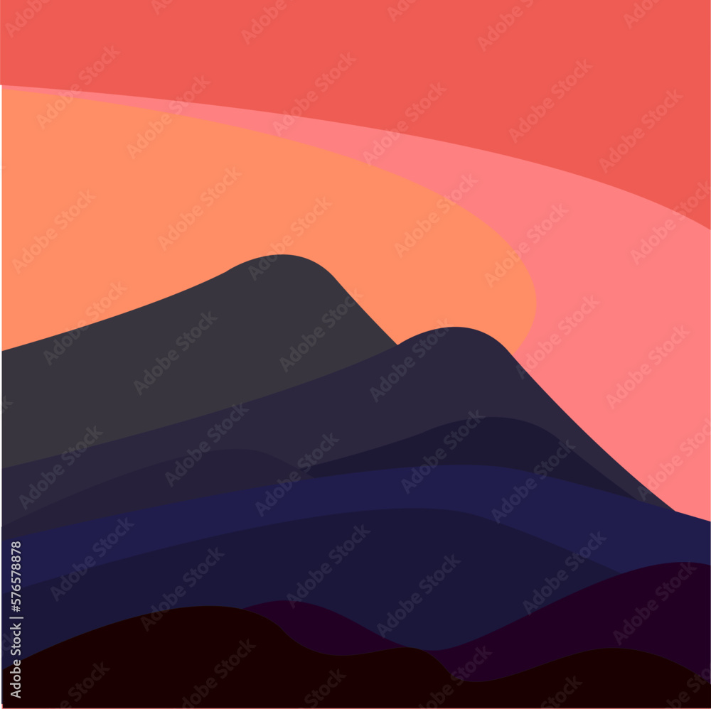 mountains theme abstract flat background vector
