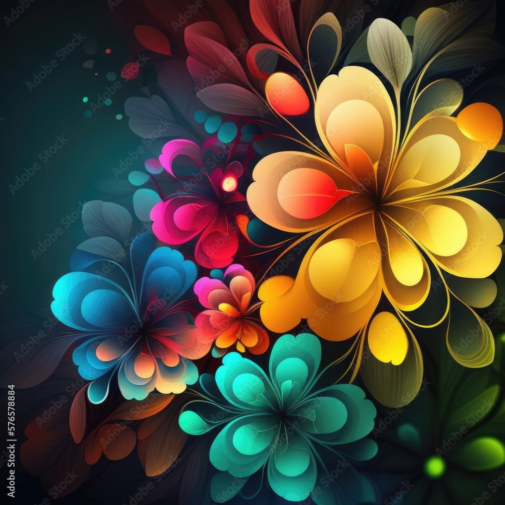 Fototapeta premium Abstract colorful floral background, made with generative AI