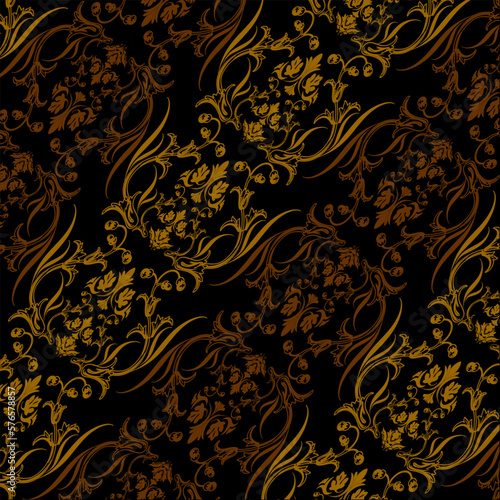 vector seamless batik motif with leaf ornament