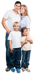 Happy family smiling together with children