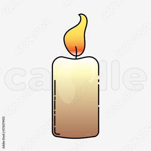 Candle icon. Isolated icon, an object on a gray background with the inscription candle