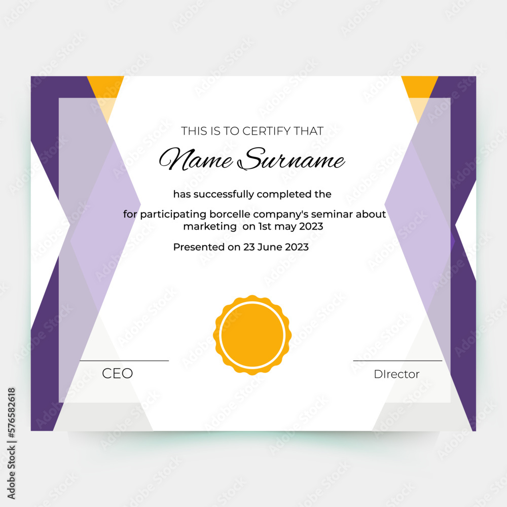 Experience certificate template vector design
 - obrazy, fototapety, plakaty 